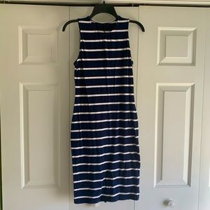 Navy and White Striped Bodycon Sleeveless Dress